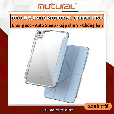 Bao da Cho IPAD Gen 11 A16 2025 / Gen 10 hiệu Mutural Clear Pro - Lưng PC trong suốt , viền TPU, Có Khay Đựng Bút, Bao Da Thông Minh, tự động tắt mở màn hình - Hàng nhập khẩu