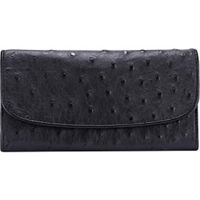 Ví Nữ Da Đà Điểu 3 Gấp Huy Hoàng HT3405 (19 x 10.5 cm) - Đen