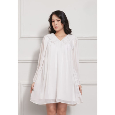 Đầm Babydoll Lụa Crep Cổ Bèo Tay Dài Maxivic, La Mộc - LM012210