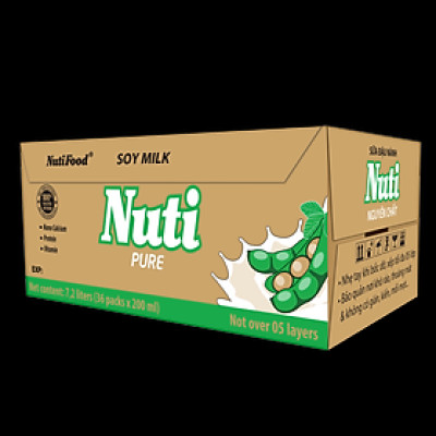 Thùng 36 Bịch Sữa đậu nành Nuti Nguyên Chất Bịch 200ml TU.NSDN01TI  NUTIFOOD