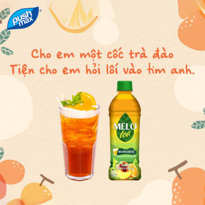Lốc 6 Chai Trà Đào Cam Sả Melo Tea (455ml x 6 chai)