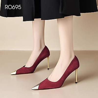 Giày nữ cao gót nhọn, da lộn ROSATA RO695 -9p- Nâu, Đỏ - HÀNG VIỆT NAM - BKSTORE