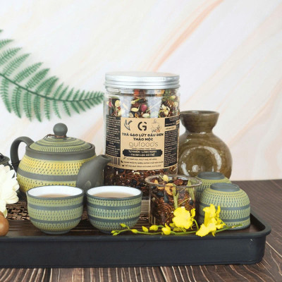 [Vị Thảo Mộc] - Trà Gạo Lứt Đậu Đen GUfoods hũ 200g/ 500g - Hỗ Trợ Giấc Ngủ, Cải Thiện Tinh Thần, Tốt Cho Sức Khoẻ