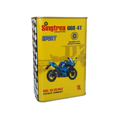 Dầu nhớt xe máy Singtrea 660 SPORT 4T 10W-40 SN/MA2 1L dành cho xe tay côn, phân khối lớn