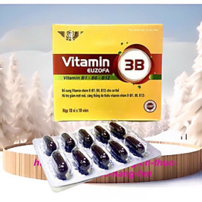 Vitamin 3B Euzofa, hộp 100 viên nang mềm, hỗ trợ giảm mệt mỏi, căng thẳng do thiếu vitamin nhóm B