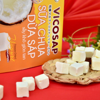 Combo 2 Dừa sáp sấy giòn 1 Sữa Chua dừa sáp sấy thăng hoa cao cấp Vicosap ít đường đồ ăn vặt healthy đặc sản Trà Vinh - Snack Food