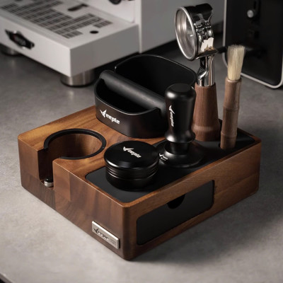 Feepie bàn đế nén cà phê tích hợp đập bã nổi đa năng gỗ óc chó Nam Mỹ