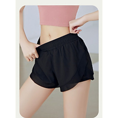 Quần đùi tập gym yoga chạy bộ nữ 2 lớp túi đựng điện thoại