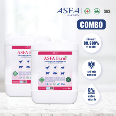 Combo 2 Can Dung Dịch Vệ Sinh, Diệt Khuẩn, Khử Mùi Chuồng Trại, Chăn Nuôi ASFA FARM 5 lít