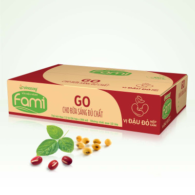 Thùng Sữa Đậu Nành Vinasoy Famigo Đậu Đỏ Nếp Cẩm (200ml x 36 Hộp)