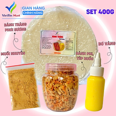 Combo Bánh Tráng Phơi Sương, Bơ, Muối Tép Hành Phi Viettin Mart 400g/850g