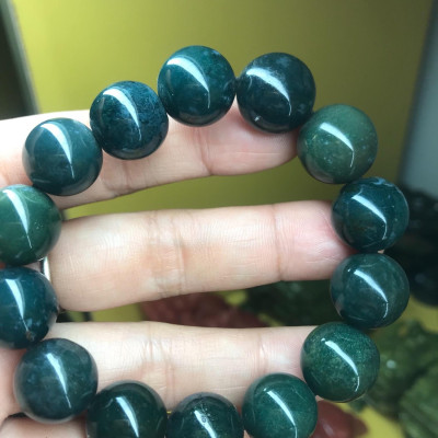 VÒNG TAY PHONG THUỶ ĐÁ CASIDON SIZE 14ly MÀU XANH ĐẬM NHẠT NAM Mệnh THUỶ MỘC HOẢ ĐÁ TỰ NHIÊN 