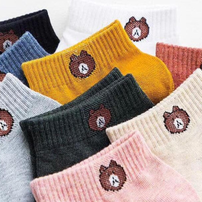 Set 10 Đôi Vớ Nữ In Hình Gấu Brown Xinh Xắn (Kèm Túi Đựng Hình Gấu)