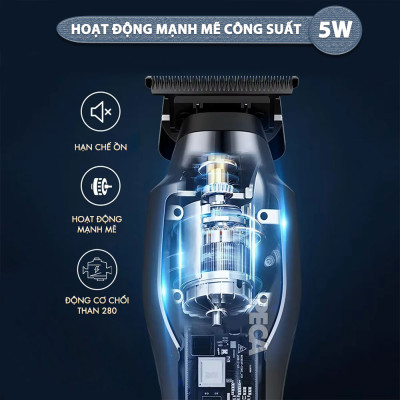 Tông đơ chấn viền Kemei KM-1556 lưỡi cắt mạ carbon cao cấp công suất 5W - Chính hãng