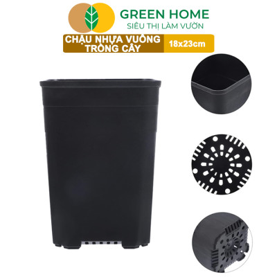 Chậu Vuông Trồng Cây Greenhome, Nhiều Kích Thước, Nhựa Cứng, Thoát Nước Tốt, Trồng Hoa, Kiểng Lá