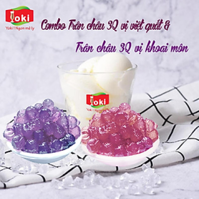 Combo Trân châu 3Q vị việt quất Yoki & Trân châu 3Q vị khoai môn Yoki