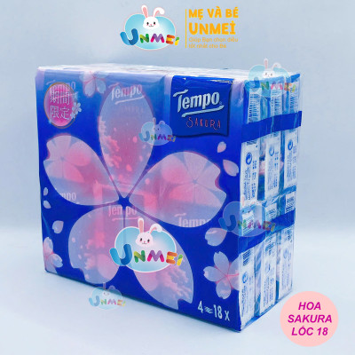 [LỐC 18 GÓI] Khăn Giấy Bỏ Túi Cao Cấp Tempo Petit Hương Sakura- 4 Lớp Bền Dai, Được Kiểm Nghiệm Da Liễu -Thương Hiệu Đức