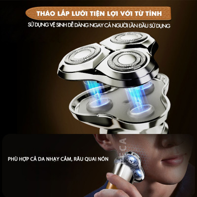 Máy cạo râu khô và ướt KEMEI KM-T86 chống thấm nước IPX6 công suất 8W sạc USB nhanh 1.5 giờ - Chính hãng