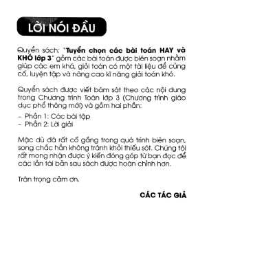 Tuyển Chọn Các Bài Toán Hay Và Khó Lớp 3 (Biên Soạn Theo Chương Trình Giáo Dục Phổ Thông Mới)