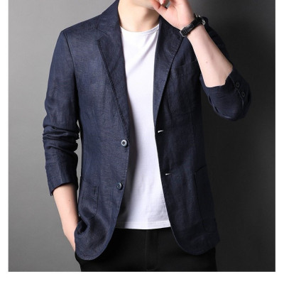 Áo blazer nam trơn basic vải sợi Linen tự nhiên không bai xù, mặc thoải mái thoáng mát
