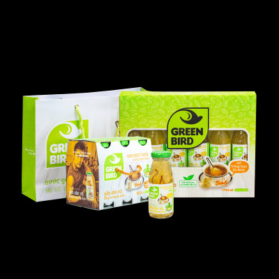 Hộp quà Green Bird - Nước Uống Bổ Dưỡng Yến Sào và Đông Trùng Hạ Thảo - (6chai*185ml)