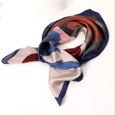 Khăn lụa turban, khăn cổ vuông 70x70 họa tiết hoa siêu xinh Kc03