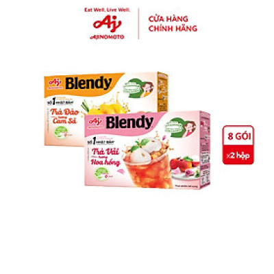Combo 1 Hộp Trà Đào Hương Cam Sả Blendy® 88g/Hộp và 1 Hộp Trà Vải Hương Hoa Hồng Blendy® 88g/Hộp (1 Hộp 8 Gói)