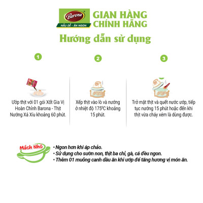 Combo 5 gói Gia Vị Thịt Nướng Xá Xíu Barona 80g tươi ngon chuẩn vị không cần nêm nếm