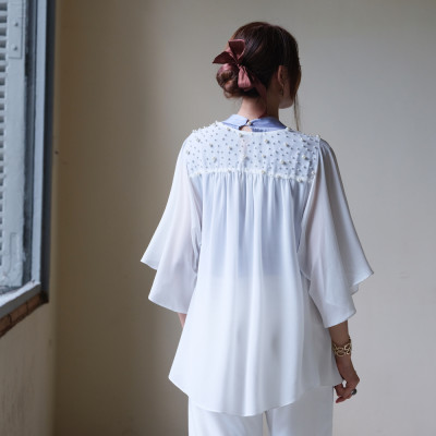 Áo Khoác Ngọc Trai Áo Khoác Voan Hity TOP139 (Trắng Kim Cương)