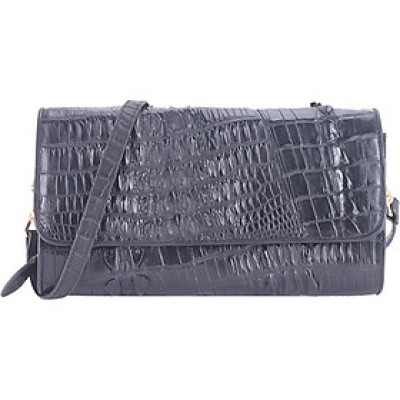 Túi Đeo Chéo 2 Gai Nữ Da Cá Sấu Huy Hoàng HT6246 (14.5 x 24.5 cm) - Đen