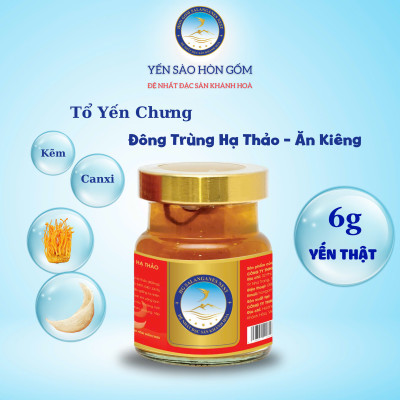 [Hộp 6 Hũ] Tổ Yến Chưng Đông Trùng Hạ Thảo (Ăn Kiêng) - Yến Sào Hòn Gốm Chính Hiệu Khánh Hoà - HGK NEST