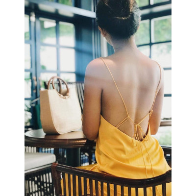 Váy liền nữ hai dây lụa 2NDDATE ADR044Y