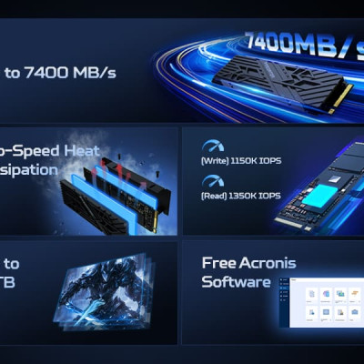 Ổ cứng SSD Acer Predator GM7000 Heatsink 512GB / 1TB / 2TB PCIe Gen 4x4, Tốc độ đọc Up to 7400 MB/s Bảo hành 5 năm Hàng chính hãng