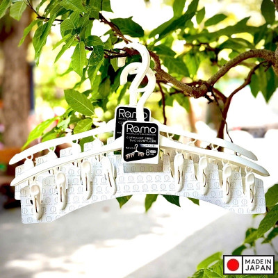Móc phơi quần áo 8 kẹp Kokubo Ramo - Hàng nội địa Nhật Bản