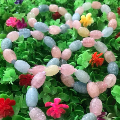 Vòng tay đá Lu Beryl đa sắc màu tự nhiên  Size vòng 12mm   Chất liệu đá tự nhiên màu hồng xanh tươi Nữ tất cả các mệnh ạ