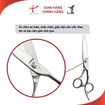 Kéo chuốt tóc VLS CS13M lưỡi cong một lưỡi sắc quai offset vênh đỡ ngón cố định - Hàng chính hãng