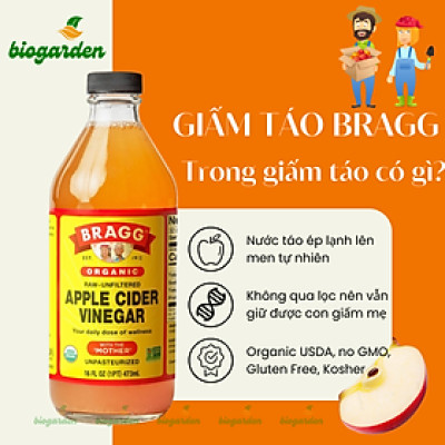 Combo 2 chai giấm táo BRAGG Hữu cơ Nhập khẩu USA chai 473ml siêu tiết kiệm