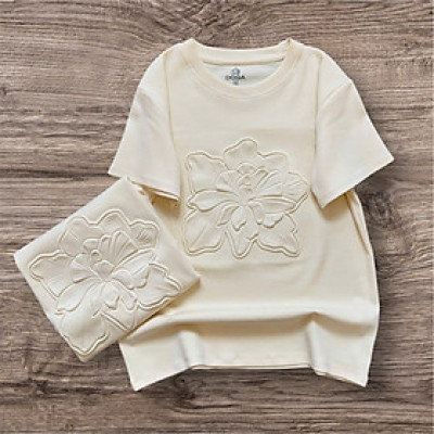 Áo Thun babytee chất borip coton mát rượi DOGA thiết kế hình hoa mẫu đơn dập nổi 6 màu mã 191