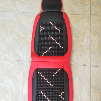 Lót Ghế Ô Tô hạt Gỗ Đệm Nỉ Cao Cấp họa tiết hoa văn màu Đen đỏ