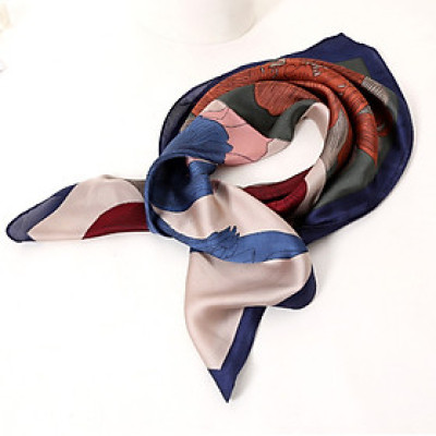 Khăn lụa turban, khăn cổ vuông 70x70 họa tiết hoa siêu xinh Kc03