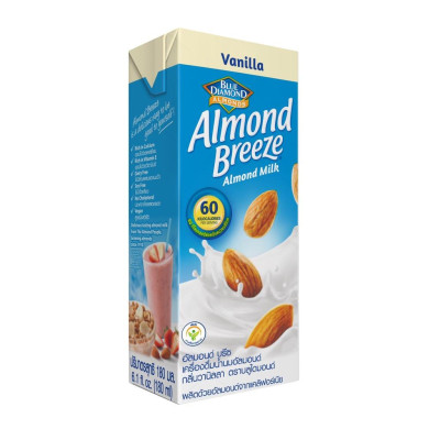 Blue Diamond - Thùng Sữa Hạt Hạnh Nhân ALMOND BREEZE vị Vanilla 180ml x 24 Hộp