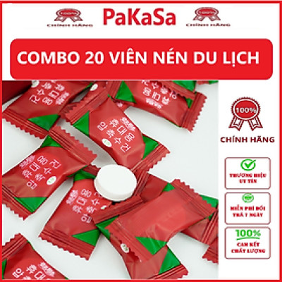 Combo 20 viên nén khăn lau du lịch bỏ túi , hình viên kẹo tiện lợi - Chính hãng 