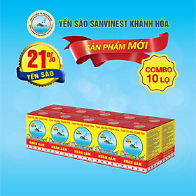 [Combo 10 lọ]  Nước Yến sào Sanvinest Khánh Hòa Fucoidan Nhân sâm 70ml - S207
