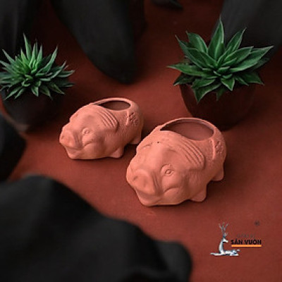 Chậu Gốm Đất Nung Hình chú Heo Con Mini