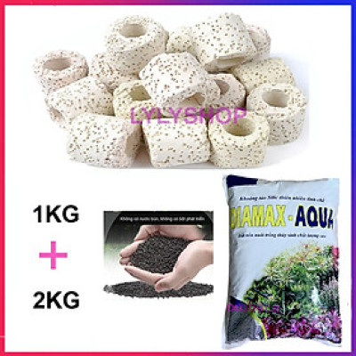 Sứ Lọc Bể Cá túi 1KG + Phân nền Dia MAX AQUA 2KG trồng cây thủy sinh hồ cá