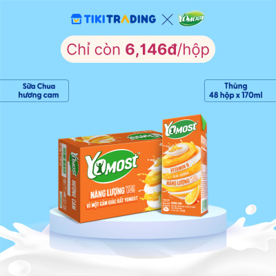 Thùng 48 Hộp Sữa Chua Lên Men Tự Nhiên Yomost Vị Cam (170ml/Hộp)