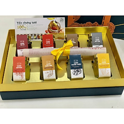 Bộ quà tặng sang trọng từ yến - Set Bát Bảo Như Ý (8 hũ yến tươi thượng hạng chưng sẵn, 70ml*8) | Thích hợp biếu tặng hoặc đi thăm bệnh | Yến sào Nàng Yến